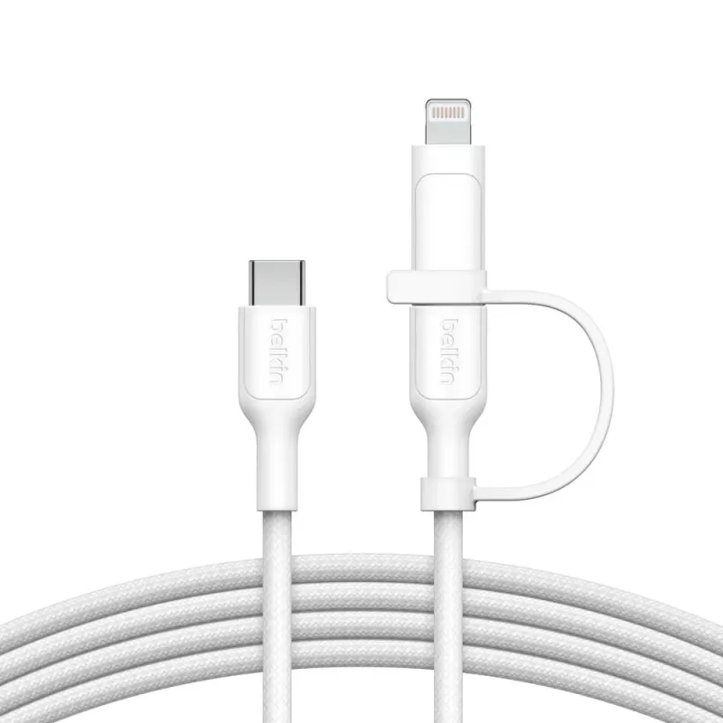 USB laidas Belkin BoostCharge Pro 1,5 m USB-C / USB-C – Lightning baltas