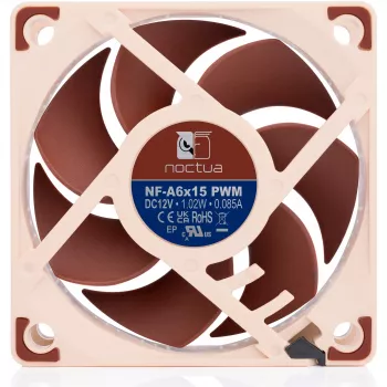 Korpuso ventiliatorius Noctua NF-A6x15 PWM 60mm, PWM valdymas, žemo triukšmo konstrukcija