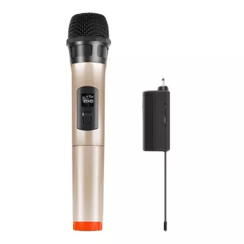 PULUZ PU628J UHF belaidis dinaminis mikrofonas su LED ekranu (auksinis)