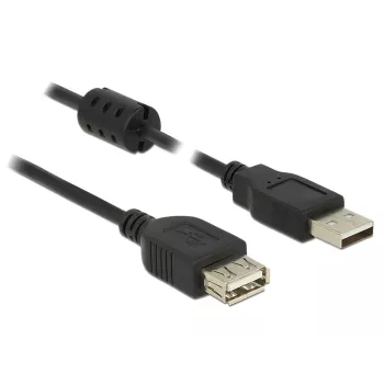DELOCK USB 2.0 prailginimo laidas, A kištukas > A lizdas, 0,5 m, juodas