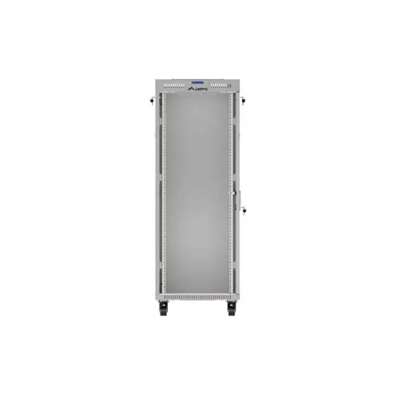 19 colių 32U LANBERG stovimas serverio spintos korpusas 600×800 mm pilkas su stiklinėmis durelėmis ir LCD (Flat Pack)