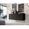 Spintelė komoda cama meble JUNGLE 1520×405×745 mm matinė juoda su auksinėmis kojelėmis, medžio drožlių plokštė