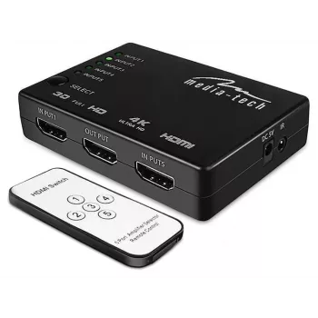 HDMI jungiklis MEDIA-TECH MT5207, 3x HDMI įėjimai, 1x HDMI išėjimas, juodas
