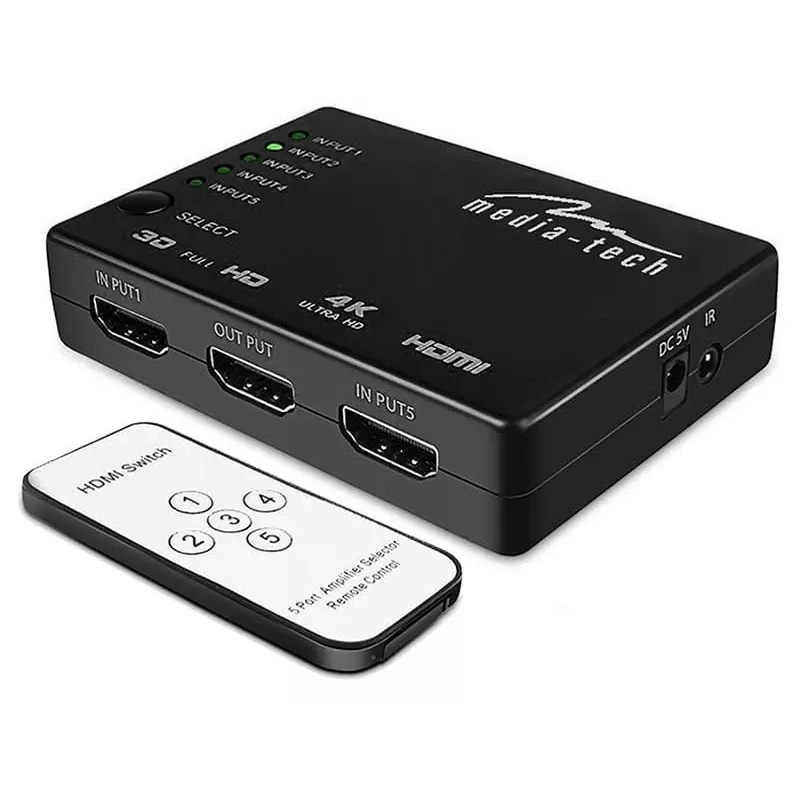 Media-Tech MT5207 5x HDMI jungiklis su 4K palaikymu