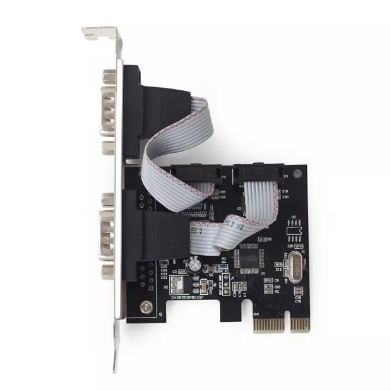 Vidinis nuoseklusis adapteris GEMBIRD SPC-22 PCIe RS-232 Low-profile, WCH382, 16000 Kbit/s, 67×120×20 mm, juodas