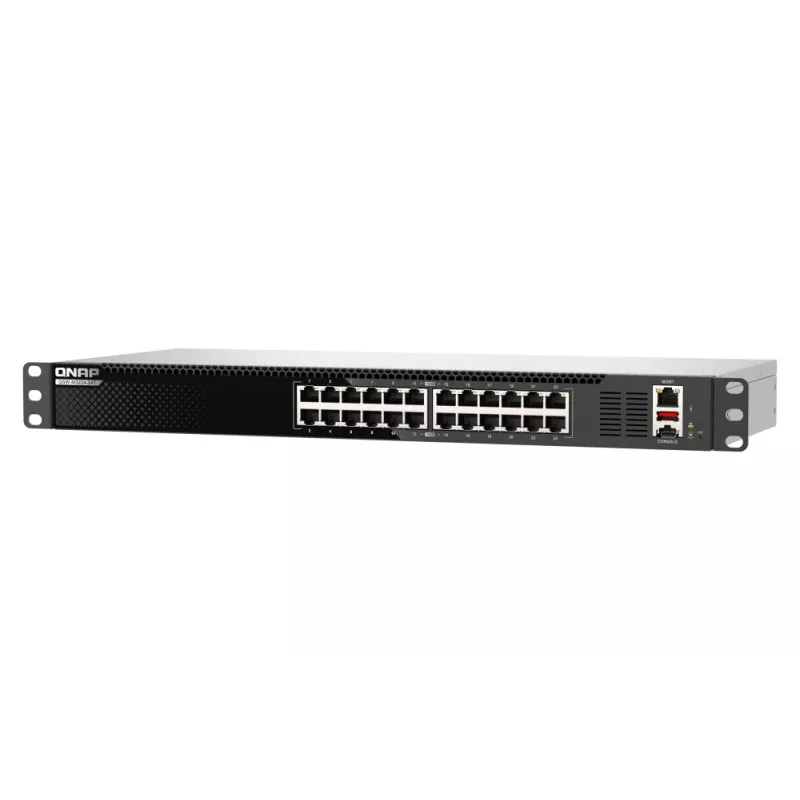 QNAP QSW-M3224-24T tinklo jungiklis, valdomas L3, 10G Ethernet (100/1000/10000), 1U, juodas, sidabrinis