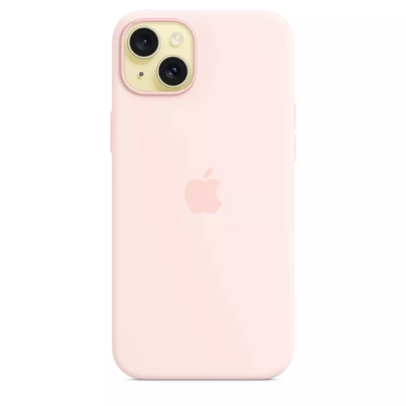 Silicone dėklas su MagSafe, skirtas iPhone 15 Plus – šviesiai rožinis