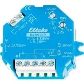 Eltako paviršinis/įleidžiamas impulsinis jungiklis ESR61NP, 1 normaliai atviras kontaktas 10 A, 8–230 V/UC arba 230 V, 1 normaliai atviras kontaktas 10 A 250 V/AC (Gl (61100001)