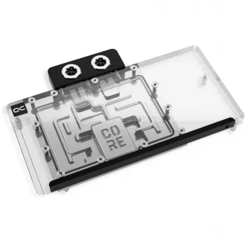 Alphacool Core galinė plokštė RX 9070 XT Aorus Elite — permatomas chrominis apdaila