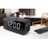 Radijo laikrodis Muse M-192 CR – skaitmeninis laikrodis, FM imtuvas, 1,8 colio LED ekranas, juodo medžio spalva, AC 100–240V, AAA atsarginė baterija
