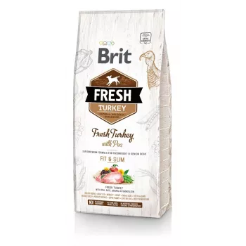 BRIT Fresh Turkey & Pea Fit & Slim - Sausas šunų ėdalas su kalakutiena ir žirneliais - 12 kg