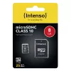 INTENSO 3413460 atminties kortelė Micro SDHC 8GB, klasė 10 su adapteriu
