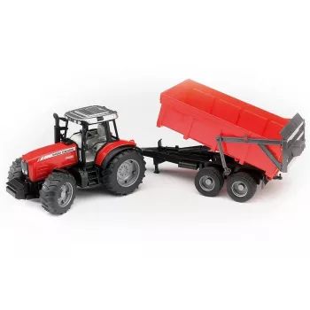 BRUDER Massey Ferguson 7480 su savivartiniu priekabu – žemės ūkio traktoriaus modelis