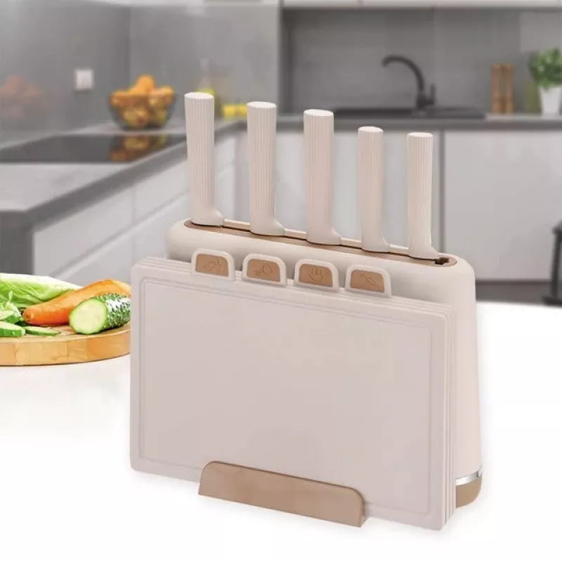 Peilių rinkinys su bloku ir pjaustymo lenta Maestro MR-1412-BEIGE Smėlio spalvos