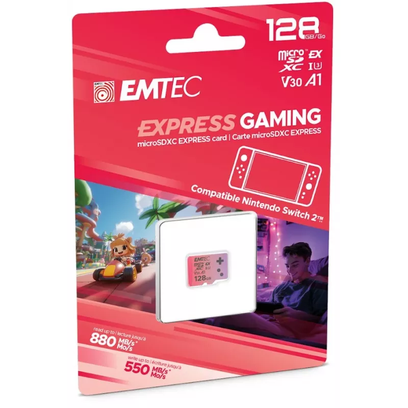 EMTEC ECMSDM128GEXG 128 GB MicroSDXC atminties kortelė UHS-I skaitymas 880 MB/s rašymas 550 MB/s U3 V30