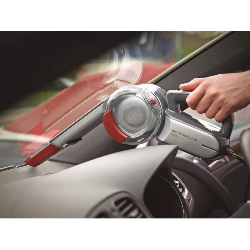 Nešiojamas dulkių siurblys Black & Decker PV1200AV – sausas baldų valymas, 12 V, 0,44 l, 12,5 W, 5 m laidas, pilkas/raudonas