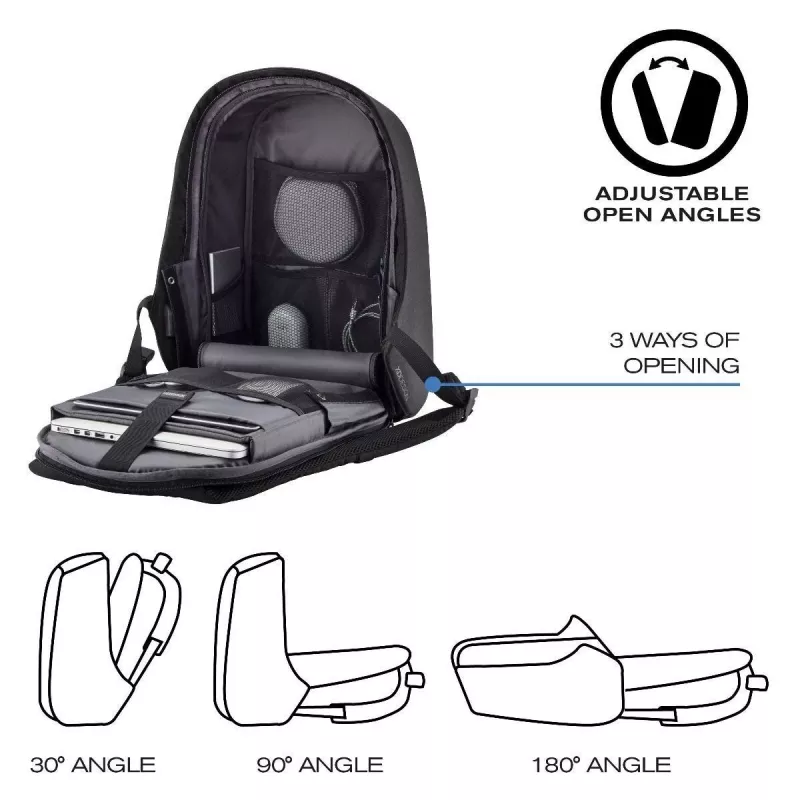 Antivagis kuprinė XDDESIGN Bobby Hero Small, 11,5 L, planšetei iki 12,9 col., PET/polietileno putos, juoda