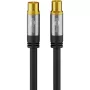 Goobay TV antenos laidas (135 dB tipas), 4x ekranuotas, 10 m, juodas - auksuotas, Koax lizdas > Coax kištukas (70389)