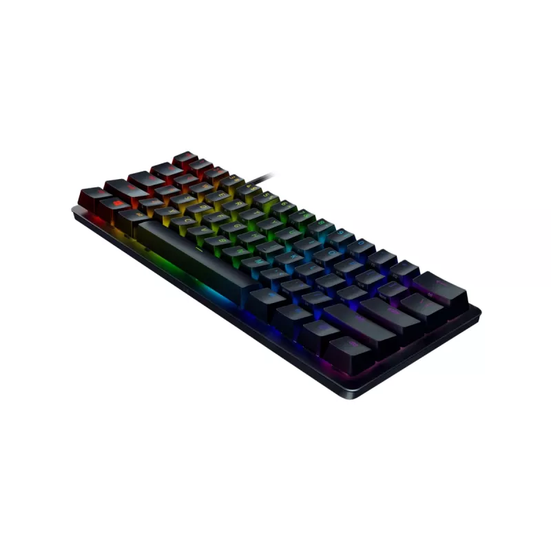 Razer Huntsman Mini 60% žaidimų klaviatūra, optomechaniniai Purple jungikliai, RGB LED apšvietimas, NORD išdėstymas, laidinė