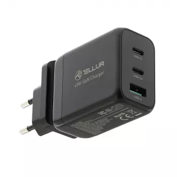 Sieninis įkroviklis Tellur TLL151451 65W, 3 prievadai (2x USB-C, 1x USB-A)