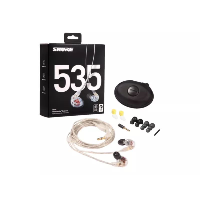 Shure SE535 laidinės ausinės į ausį scenai/studijai skaidrios