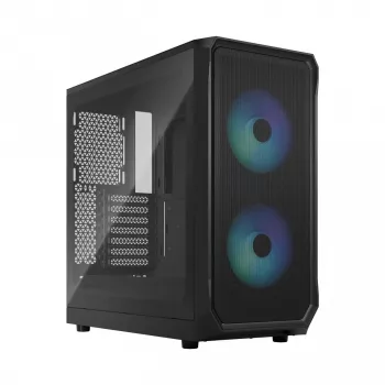 Fractal Design Focus 2 RGB korpusas su grūdinto stiklo šonine sienele, vidutinis bokštas ATX, juodas
