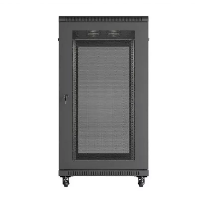 19 colių stelažo spinta LANBERG FF01-6222-23B 22U 600x1200 mm juoda perforuotomis durelėmis
