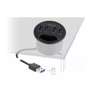 USB šakotuvas DeLOCK 64153 Type-A 5000 Mbit/s juodas