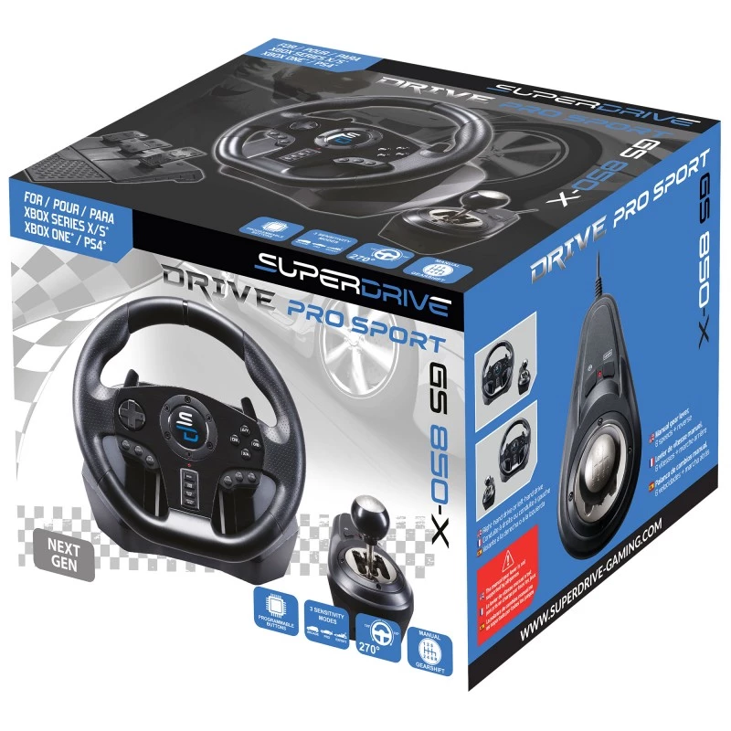 Vairas su pedalais Subsonic GS850-X Juodas 270° sukimosi kampas USB
