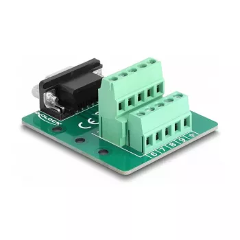 DeLOCK D-Sub 9 jungtis moteriška į gnybtų bloką DIN bėgiui 51mm 58mm 30mm
