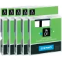 Dymo D1 etikečių juostų rinkinys 6 mm – 5 ritinėliai (balta, geltona, skaidri, juodas spausdinimas)