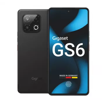 Gigaset GS6 5G išmanusis telefonas 8GB/128GB 6,67 colio OLED 120Hz 64MP triguba kamera Android 15 juoda