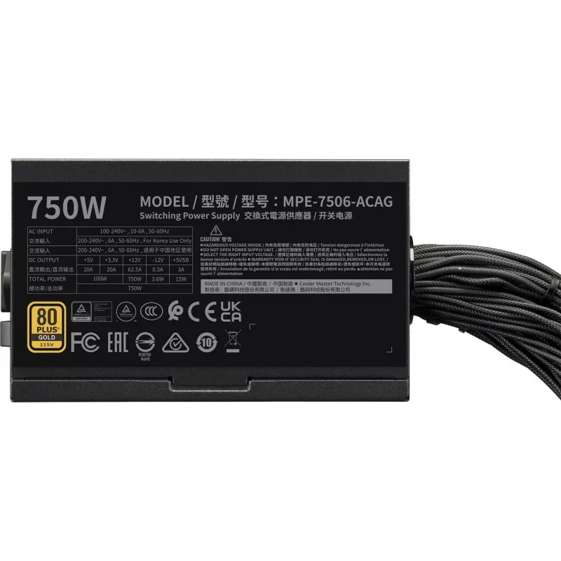Maitinimo blokas Cooler Master MWE GOLD 750v3 ATX 3.1 750W 80 PLUS Gold, nemodulinis