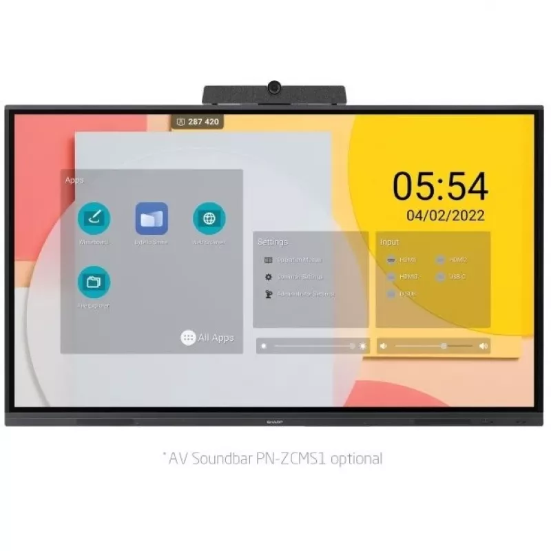 Sharp PN-L752B interaktyvi lenta (75 coliai, 4K, USB-C, Android)