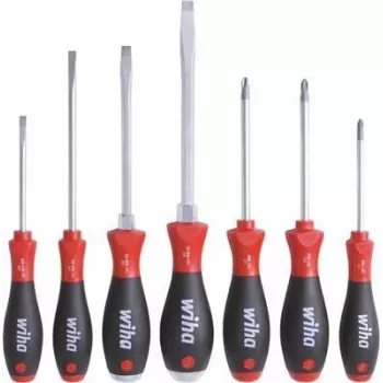 Atsuktuvų rinkinys wiha 40585 — 7 vnt.: PH1, PH2, PZ2, plyšiniai 4,5, 5,5, 6,5, 8 mm