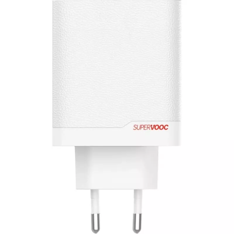 ONEPLUS SUPERVOOC 120W dviejų prievadų laidinis įkroviklis, 120W bendra išėjimo galia, 1x USB-C + 1x USB-A, 100–240V, 145 g, baltas