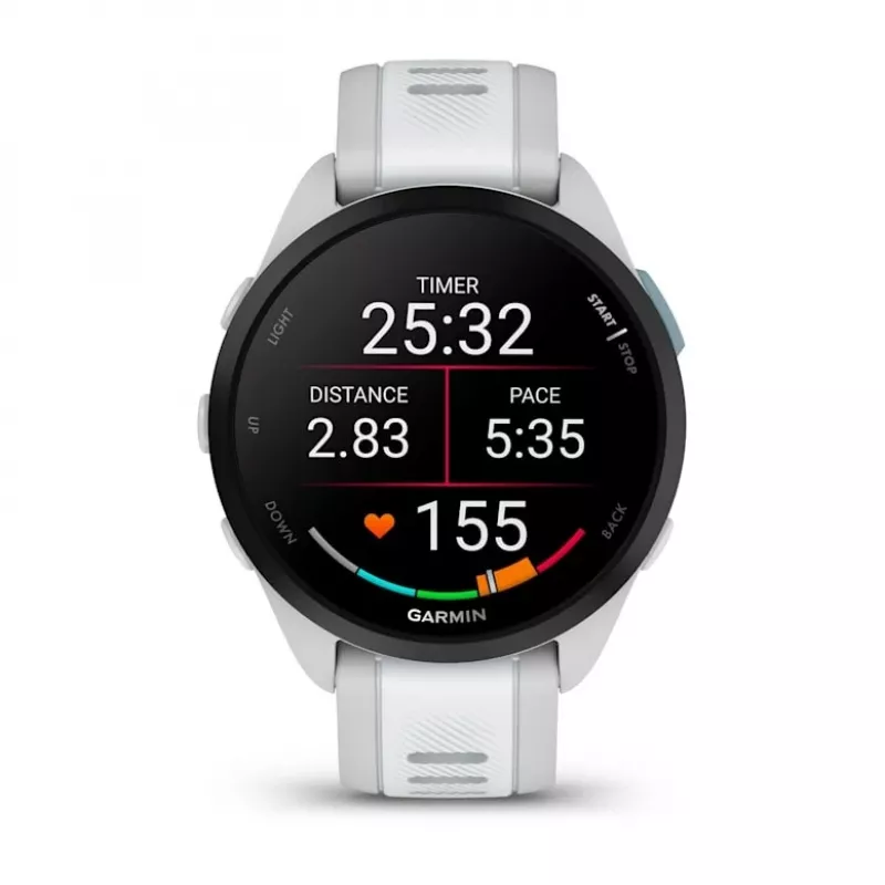 Išmanusis laikrodis GARMIN Forerunner 165 Music – GPS, 1,2 colio AMOLED, 43 mm korpusas, 11 dienų baterija, 5 ATM, 4 GB, Pilka