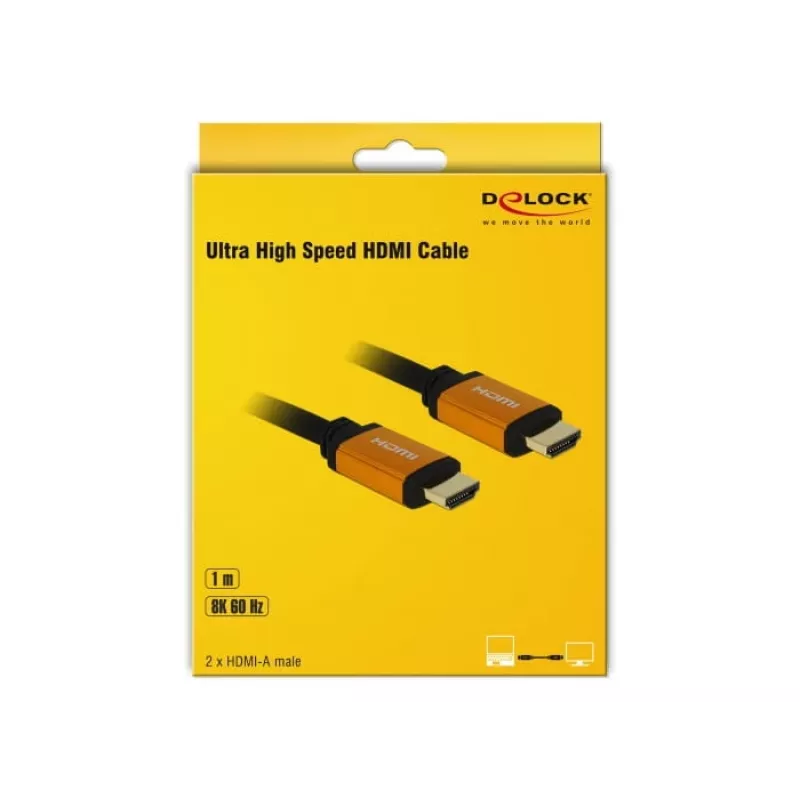 HDMI kabelis DeLOCK 85727 1 m, A tipo kištukas – A tipo kištukas, juodas auksu