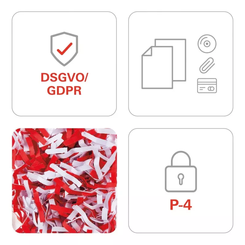 Popieriaus smulkintuvas HSM X15, dalelių pjovimas P-4, 23 cm darbinis plotis, 16 lapų talpa, 26 L krepšelis, sidabrinis