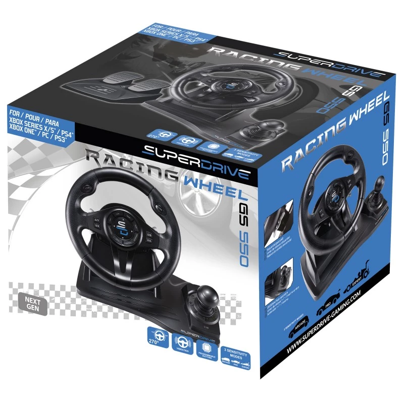 Subsonic SA5596-NG Gaming vairas su pedalais, juodas, USB, 270°