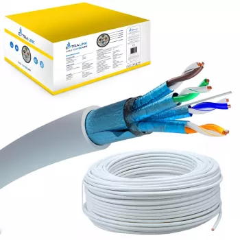 Tinklo kabelis Extralink vytos poros CAT6A FTP (F/FTP) V2 vidaus 500 m pilkas