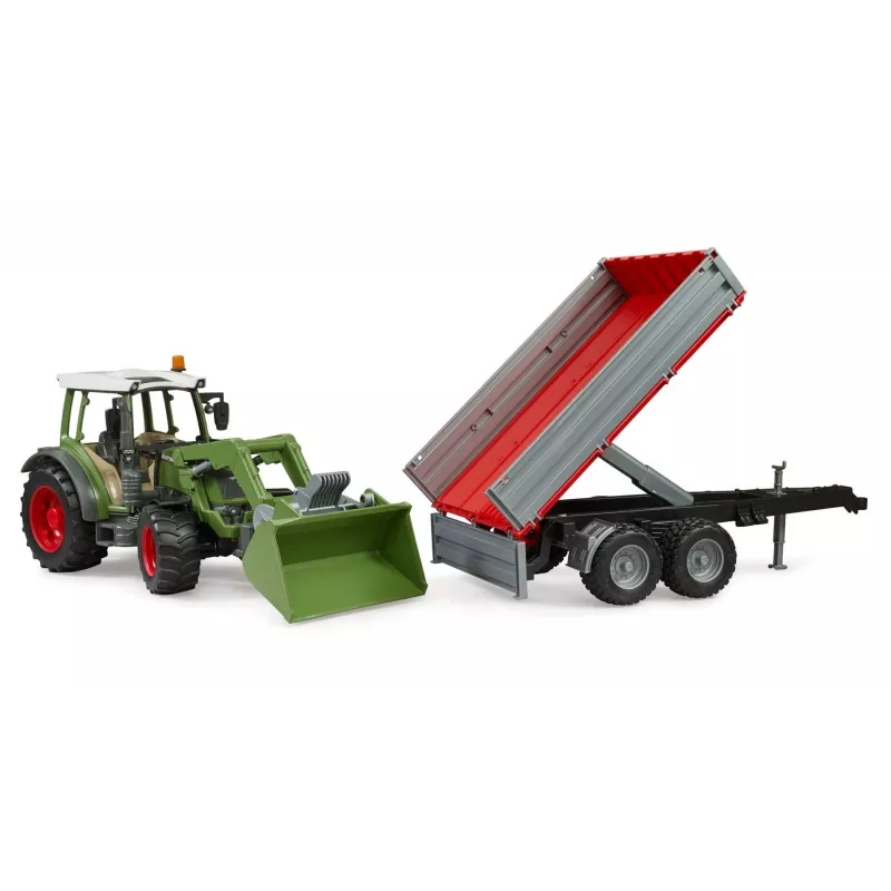 Traktorius BRUDER Fendt Vario 211 su priekiniu krautuvu ir šonine priekaba