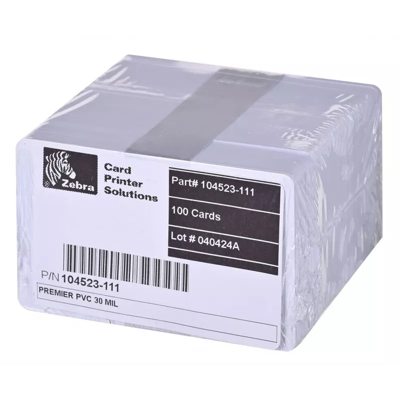 Zebra Premier PVC kortelė 30 mil (5 pakuotės x 100 vnt.)