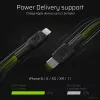 Green Cell PowerStream KABGC07 USB-C į Lightning kabelis, 1 m, PD, Apple MFi, juodas
