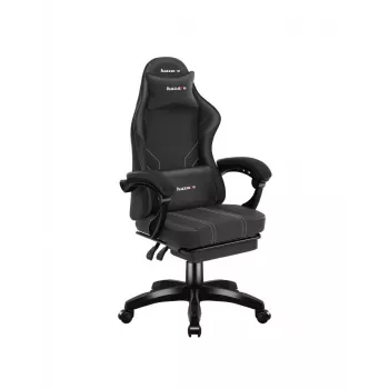 Žaidimų kėdė huzaro Force 3.7 Carbon Black – ergonomiška, aukštis reguliuojamas 107,5–116,5 cm, 5 ratai, juosmens ir kaklo pagalvėlės