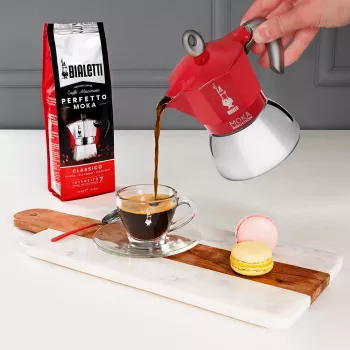 Moka puodas Bialetti Moka Induction 0.1 L raudonas sidabrinis