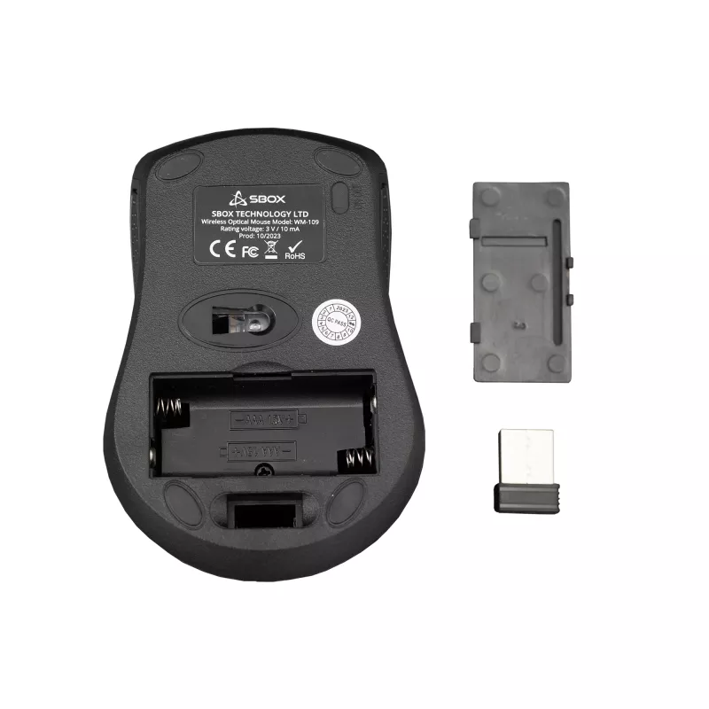 SBOX WM-109 Black belaidė optinė pelė su USB Type-A imtuvu