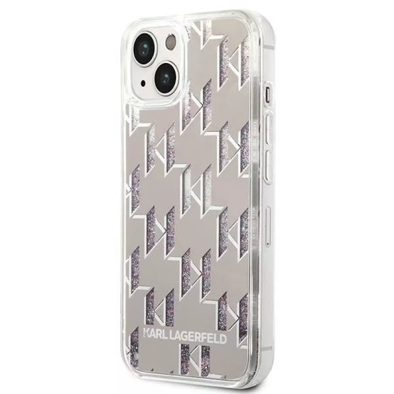 Karl Lagerfeld KLHCP14MLMNMS iPhone 14 Plus 6.7″ kietasis dėklas sidabrinis / sidabrinis Liquid Glitter Monogram