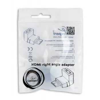 HDMI adapteris GEMBIRD A-HDMI90-FML, HDMI į HDMI, 90° kampinis, juodas