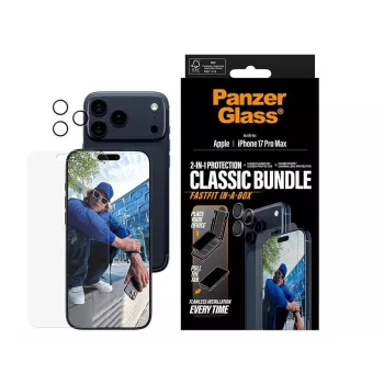 Ekrano ir fotoaparato lęšių apsaugų rinkinys PanzerGlass Apple iPhone 17 Pro Max — permatomas 2 viename